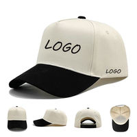 Casquette de baseball en toile bicolore de haute qualité, logo brodé 3D personnalisé, casquette de baseball unisexe adulte à 5 panneaux pour l'extérieur, vente en gros