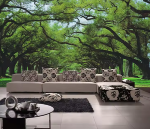 Papiers peints personnalisés 3D, murale d'allée arborée verte, autocollante, PVC imperméable, taille personnalisable, appartement, salle à manger, salon - Product Image 4