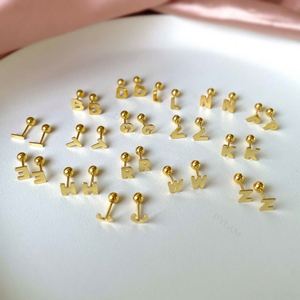 Dylam Initial Alphabet A-Z Screw Pin Fashionable Hot Selling Popular Sterling Silver 925 High Quality Elegant Screw <b>Back</b> <b>Earring</b> - Product Image 2