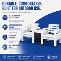 Banc d'extérieur en alliage d'aluminium durable pour zones de repos de terrains de sport, stades, gymnases, parcs et aires de jeux – Sièges sportifs pour tennis et football