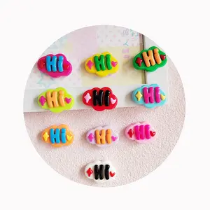 New Letter Hi Resin Flat Back Cabochons Hair Bow Center Decoration Handmade Jewelry Ornament Phone Cover Embellishment
