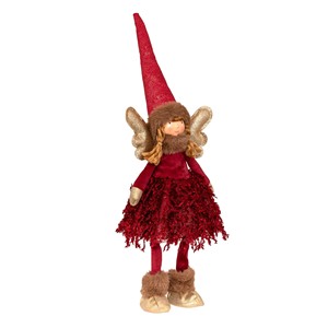 Hada de pie con luz LED a pilas, vestido rojo, 16x9 cm, altura 50 cm - Product Image 1