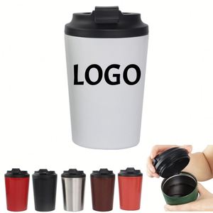 Mug à café portable en acier inoxydable 304 de 12 oz avec logo personnalisé, gobelet isotherme sous vide avec couvercle anti-fuite, tasse de voyage pour le bureau et les trajets domicile-travail - Product Image 1