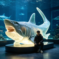 Statue de requin lumineuse en fibre de verre de haute qualité, moderne et personnalisée par le fabricant, pour aquarium, faite à la main, personnalisable, sur pied