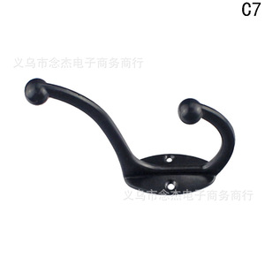 Black <b>Spray</b> Painted Zinc Alloy Clothes Hook Antique <b>Style</b> Wall Mount Hook For Wardrobe General Use - Product Image 5