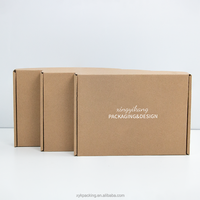 Boîtes en carton ondulé brun recyclé en stock, 2 mm d'épaisseur, format plat, petite taille, avec pelliculage mat et revêtement UV