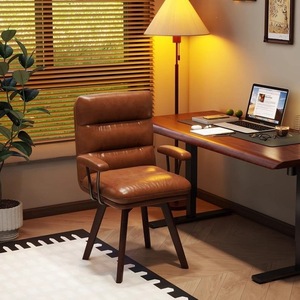 Sedia da Ufficio per Casa, Stile Vintage di Lusso, Design Girevole, Telaio in Legno Massello, <span class=keywords><strong>Poltrona</strong></span> <span class=keywords><strong>Ergonomica</strong></span> Confortevole per Studio e <span class=keywords><strong>Scrivania</strong></span> - Product Image 1