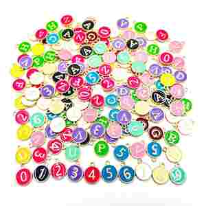 Kit de bijoux DIY double face avec lettres anglaises et accessoires numériques effet goutte d'huile : bracelet rond, collier, porte-clés, sangle de téléphone - Product Image 4