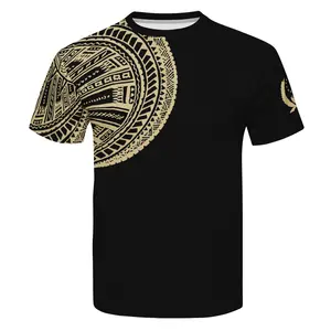 Camisetas informales de secado rápido para hombre, camiseta negra polinesiana con tatuaje dorado, camiseta lisa en blanco de Micronesia pohnpei