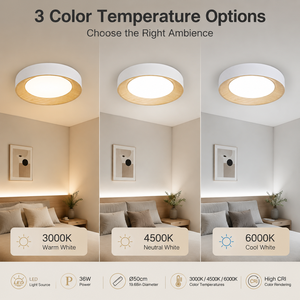 Lámpara de Techo LED Redonda Moderna de 36W, 50Cm, 3CCT, Control Remoto, Montaje Empotrado, Acrílico y Metal, Alto CRI, para Dormitorio y Sala de Estar - Product Image 3