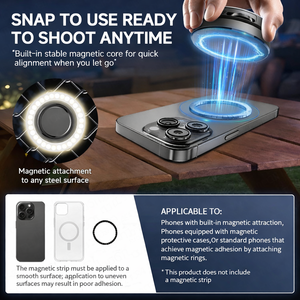Lampe annulaire magnétique de poche pour selfie 180 °   Lampe LED tricolore rotative pour <span class=keywords><strong>la</strong></span> <span class=keywords><strong>photographie</strong></span> sur téléphone et le maquillage <span class=keywords><strong>en</strong></span> direct - Product Image 3