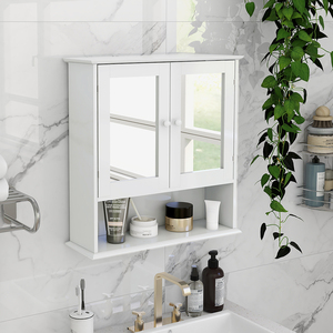 Bathroom <b>Wall</b> Cabinet With Double Mirror Doors And <b>Shelf</b> For Storage - Product Image 3