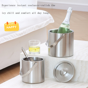 Cubo de Hielo Circular de Acero Inoxidable con Tapa, Cubo Metálico para Champaña y Cerveza, Enfriador de Bebidas para Bar - Product Image 3