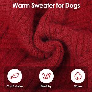 Sweater Anjing Mewah Lucu Warna Merah untuk Anjing Kecil, Rajutan Musim Dingin untuk Anjing Jantan/Betina, untuk Natal dan Thanksgiving, untuk Anjing Ras Pug - Product Image 6