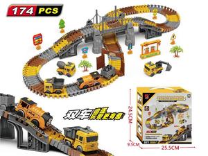 <span class=keywords><strong>Circuit</strong></span> de course de voitures électriques 174 pièces, ensemble de pistes flexibles, jouet de <span class=keywords><strong>circuit</strong></span> en plastique avec 4 voitures de construction pour garçons - Product Image 4