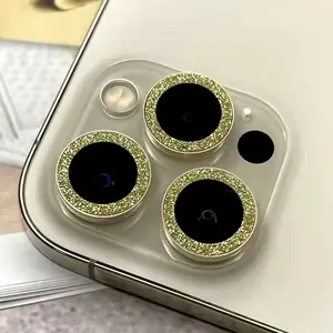 Voor Iphone 14 Pro Iphone 13 12 Pro Max Glitter Diamanten Bling Kleurrijke Camera Lens Beschermer Camera Cover Metaal Gehard Glas