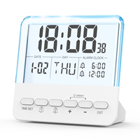 Reloj Despertador Digital Transparente de Diseño Moderno con Pantalla Grande de Fecha, Hora y Semana, Luz Nocturna Colorida para Personas con Sueño Pesado