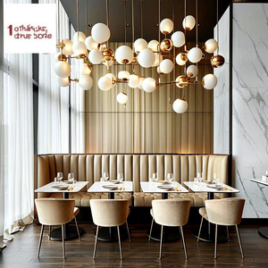 Hotel di lusso caffetteria <span class=keywords><strong>piazza</strong></span> di marmo velluto tavolo <span class=keywords><strong>e</strong></span> sedia in pelle commerciale caffè divano posti a sedere ristorante mobili stand - Product Image 4