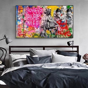 Tình Yêu Là Tất Cả Những Gì Chúng Ta Cần Tranh Sơn Dầu Trên Canvas <span class=keywords><strong>Graffiti</strong></span> Áp Phích Nghệ Thuật Đường Phố Và In Tranh Tranh Canvas Không Khung (50x70 - Product Image 3