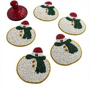 Posavasos Clásicos Hechos a Mano con Cuentas de Alta Calidad - Regalos Religiosos de Iglesia, Logotipo Personalizado, 4x4 Pulgadas, Revestimiento de Poliéster, Multiusos - Product Image 1