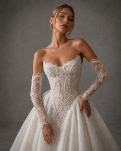 Ball Gown <strong>Wedding</strong> <strong>Dress</strong> Off Shoulder Long Sleeve Scalloped Basque Corset Lace Plus <strong>Size</strong> Princess Bridal Custom Factory - Product Image 6