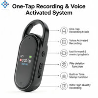Enregistreur vocal porte-clés S29 avec écran de 0,42 pouce |   Mini enregistreur audio noir avec trou pour cordon et coque en alliage de zinc