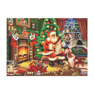 Scène de Noël décoration peintures led nuit lumineuse 5d bricolage diamant peinture kits pour adultes - Product Image 1