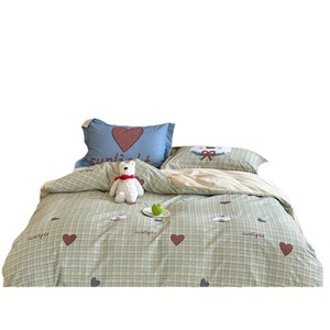 Parure de lit quatre pièces en coton brossé chaud pour l'automne et l'hiver, motif chiot de dessin animé, housse de couette et drap en coton épais - Product Image 5