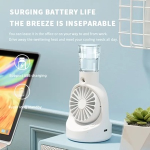 Factory Wholesale Mini USB Desktop <b>Humidifier</b> 800mAh Mini Gift Fan 4 Levels Speed Water Mist Cooling Fan for Desktop Office Car - Product Image 5