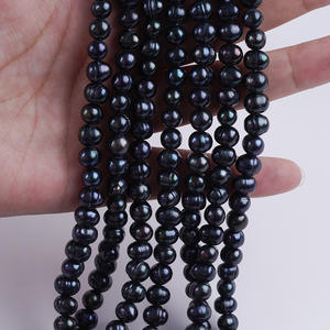 Perles d'eau douce naturelles en vrac de 6-7/8/9 mm, perles noires semi-finies pour la fabrication de colliers et de bracelets en DIY - Product Image 4