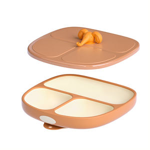 ชามซิลิโคนไม่มี BPA ขนาด350มล. พร้อมฝาปิดจานซิลิก้าเจลเกรดอาหารปลอดภัยสำหรับเด็กและทารก - Product Image 1