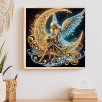 Peinture murale d'ange lune faite à la main, kit de peinture diamantée créative en forme de foret de cristal pour la décoration de la maison