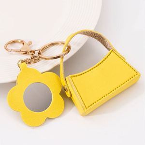 Portable Flower <b>Small</b> <b>Mirror</b> <b>Small</b> Curved Bag Key Chain Colorful Leather Creative Gift Pendant Key Chain - Product Image 4