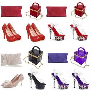 2Ndr Brand 2022 Modedesignerin Damen Damen Mädchen Sandalen Heels Schuhe und passende Strass Clutch Crystal Handtasche Set