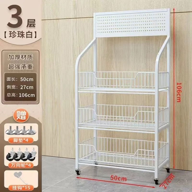 White 3-layer hooks [50*27*106cm] 15 hooks, 4 casters
