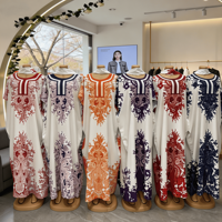 Robes pour femmes en gros, vêtements ethniques musulmans imprimés, robes décontractées à col en V