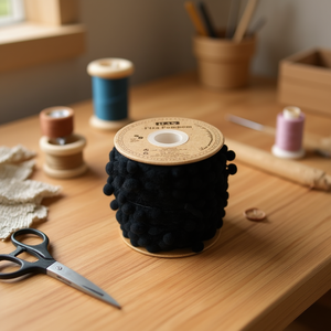 Nastro decorativo nero Ilan Pom Pom da 2,0 cm x 18 m per cucito e progetti fai da te - Product Image 2