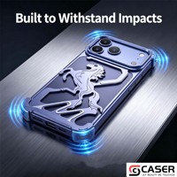 Coque de téléphone de luxe 3D avec relief cheval pour iPhone 17 18, anti-chute, protection airbag aux quatre coins, finition métallique mate, 6 couleurs