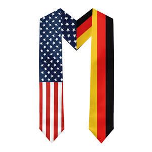 Écharpe de graduation en satin pour adultes, 13*180CM, États-Unis et Allemagne, Études à l'étranger internationales - Product Image 1