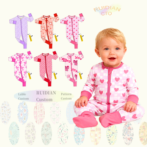 Pijama de Bambú con Estampado Informal Little Sleepie para Primavera, Mono de Bambú con Cremallera de Dos Vías para Niñas, Regalo de San Valentín - Product Image 1