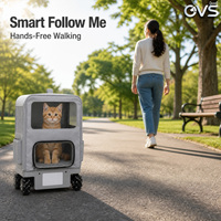 Poussette pour animaux de compagnie OVS, grande capacité, multifonctionnelle, détachable, lavable, durable, en maille, sûre, silencieuse, avec fonction de suivi automatique