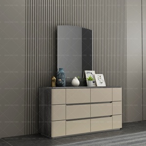 NOVA Modernes Hochglanz-Massivholz-Bettgestell in King/Queen-Size mit LED-Licht-Kopfteil für Hotel-Schlafzimmermöbel - Product Image 5