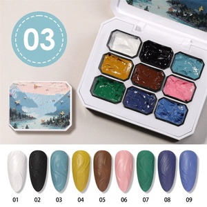 1pc Solid Color Nail Polish Glue 9-grid Color Painting Glue High Saturation Thick Gradient Patting Glue Nail Art Creation 3D DIY - Product Image 5
