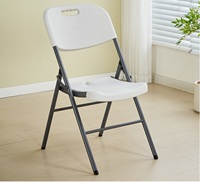 Chaise pliante en plastique moderne et confortable - Empilable, renforcée, légère, imperméable, portable, chaise de jardin d'extérieur, cadre en métal