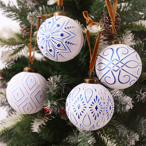 New 8cm 12Pcs Handmade Vintage Christmas Balls Set Xmas Tree Hanging <b>Ornaments</b> For Holiday Decor - Product Image 3