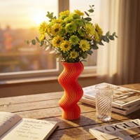 Vase créatif à rayures imprimé en 3D pour arrangement floral de salon, ornement de décoration intérieure, vente en gros transfrontalière