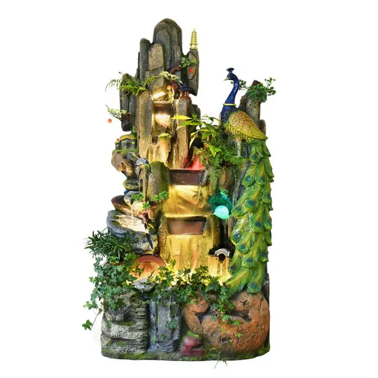 High End Home Decoration Stück Luxus Brunnen Wohn zimmer Fontana Da Interno Bodenst änder Steingarten Pfau Wasser brunnen