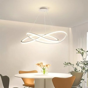 โคมไฟระย้าดีไซน์ทันสมัยแบบเรียบง่าย ไฟ LED สร้างสรรค์ สำหรับห้องนอน ร้านอาหาร แสงสว่างภายในบ้าน ขนาด 60 ซม. ดีไซน์วงแหวนคู่ - Product Image 3