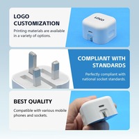 Chargeur rapide USB-C électrique PD 20W en gros, 5V/3A, avec prise UK pliable, câble et boîte de vente au détail