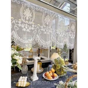 Cortina de puerta estilo francés con encaje floral bordado, cortina semitransparente vintage para ventana de dormitorio, estilo europeo - Product Image 1